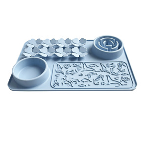 Silicone Pet Feeding Mat With Floral Pattern And Sea Creature Design For <b>Dogs</b> And Cats Anti Slip <b>Slow</b> Eating Bowl Pad - Product Image 5