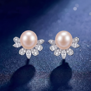 Élégantes boucles d'oreilles clous en argent S925 avec perles d'eau douce et zircon étoilé, bijoux pour femme, cadeau de mariage ou de mariée - Product Image 4