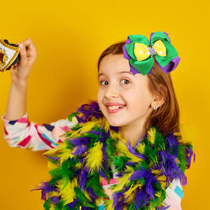 Mardi Gras pita busur jepit rambut aksesoris rambut untuk wanita dan anak perempuan hadiah pesta - Product Image 1
