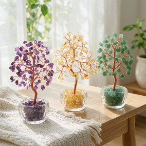 Wholesale Healing Crystal <b>Tree</b> Natural Quartz Rose Aventurine Gravel Glass Bottle <b>Tree</b> for Souvenir - Product Image 1