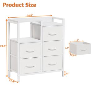 OEM Modern uzun boylu kumaş depolama çekmeceleri 5 çekmeceli 2 katmanlı küçük dolap ve yatak odası Dresser sağlam ve şık