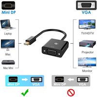 Adaptateur Mini DisplayPort vers VGA Femelle DFX, Convertisseur Vidéo 1080P avec Verrouillage par Vis, Cordon Multi-Modèles Compatible pour PC Portable