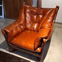 Fauteuil de salon de style vintage médiéval, canapé vintage en bois massif, chaise à cigares, tabouret de bar de style américain, chaise longue