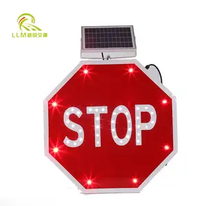 Gran oferta, señales de Panel Solar reflectantes, señal intermitente de parada de tráfico, señal de tráfico Led