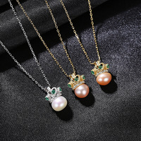Collier pendentif en argent sterling S925 pour femmes, mode japonaise et coréenne, couronne minimaliste incrustée de diamants et de perles