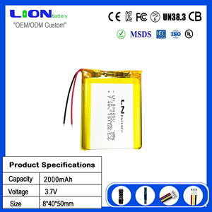 빠른 배송 UL Un38.3 인증 액체 배터리 3.7V 2000mAh 7.4Wh 804050 LiNiMnCoO2 음극재 500 사이클 - Product Image 1