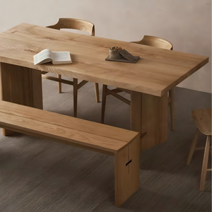 Rectangular Solid Wood Slab Dining <b>Table</b> White Wax Finish Nordic Design Home Furniture Dining/Tea <b>Table</b> & Desk - Product Image 4