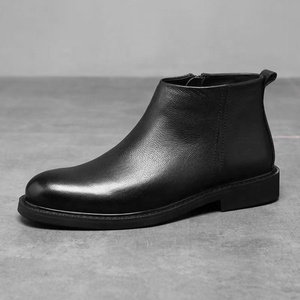 Men's PU Chelsea <b>Boots</b> with Solid Color Design Retro European Style Winter Slip-On <b>Boots</b> for Ins Social Platform - Product Image 6