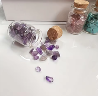 Bouteille à Vœux en Verre avec Copeaux de Cristal Naturel Personnalisés, Mini Graviers de Pierres Précieuses, Bouteille à Chakra avec Bouchon en Liège – Vente en Gros