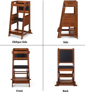 Torre de aprendizaje Montessori de bambú, taburete escalón de madera para niños, torre de ayuda para <span class=keywords><strong>cocina</strong></span> - Product Image 5