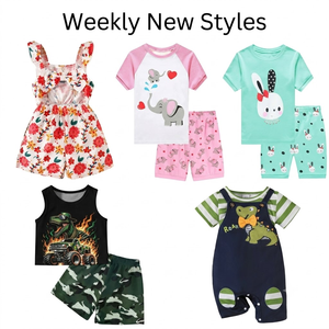 Children's Other <b>Summer</b> Outfits Sets with Short Sleeve Shirts Shorts Various Colors Prints for Toddlers Mix Material Made China - Product Image 3