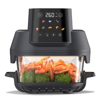 Friteuse à air transparente 4,5 L grande capacité en verre, four à air avec écran tactile, appareil de cuisine multifonction sain