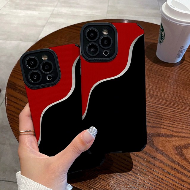 Fashion Black Red Silicone Leather Phone Cover for Samsung Galaxy A53 A54 5G Case A51 A52 A14 A33 A71 A72 A73 A34 M12 A21S A22