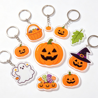 Porte-clés en acrylique coloré pour Halloween, design lumineux, mignon et effrayant, ensemble de porte-clés