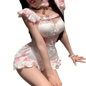 Sexy pink cow-themed lingerie set, cute bunny girl role-playing pajamas, internet celebrity style. - Product Image 5