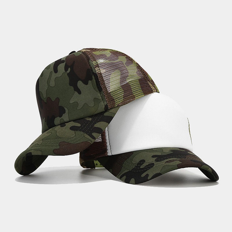 Заводская пользовательская пенная сетчатая шляпа Gorras 100% хлопковая Мягкая 5 панельный Дизайн Вышивка Логотип Спортивная камуфляжная шапка для мужчин