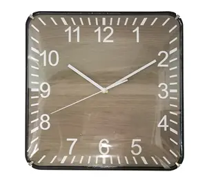 12 pulgadas simple moderno logotipo personalizado de cuarzo silencio de cúpula de vidrio cuadrado Reloj de pared