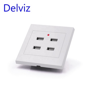Prise murale Delviz standard britannique 86 mm * 86 mm, panneau blanc, AC 110 V ~ 250 V, 4 trous, port de chargeur de téléphone portable, prise murale USB universelle 2 A - Product Image 1