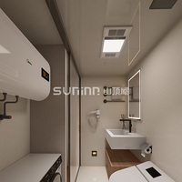 Cabine Apple préfabriquée haut de gamme avec salle de bain à séparation humide/sèche, structure au sol renforcée, cabine Apple moderne pour usage en gîte
