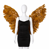 Ailes d'ange en plumes d'oie dorées de qualité supérieure pour défilé de carnaval brésilien, spectacle de burlesque, performance de danse, tenue de club