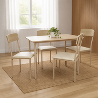 Ensemble de table à manger 4 pièces en chêne clair, table à manger et chaises rembourrées, cadre en métal beige, meubles de salle à manger minimalistes pour la maison