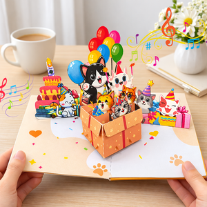 3D Pop Up 3D Cat In <b>Box</b> Music And Light Birthday Greeting Cards Perfect <b>Gift</b> for Friends with <b>Envelope</b> - Product Image 5