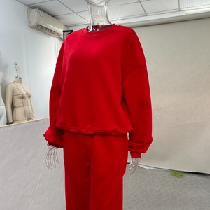 مخصص conjuntos الفقرة mujeres رياضية للنساء بنطال رياضي وسويت شيرت مجموعة الركض فام crewneck 2 قطعة مجموعة النساء