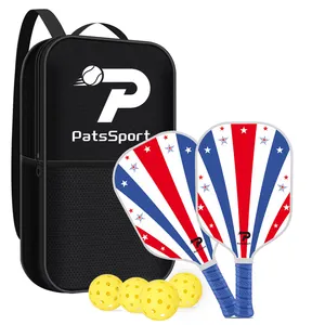 Dropshipping Usapa Goedgekeurde Kleur Bedrukte Glasvezel Augurk Racket Met 4 Pickleball Ballen 2 Rackets Pickleball Paddle Set