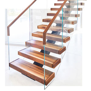 Merci di qualità CN scale in legno pedane vetro temperato Guardrail 42 cavo ringhiera interna a trave diritta scala di composto Residenc - Product Image 6