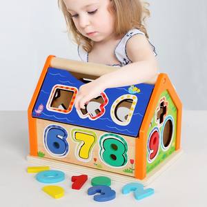 Giocattolo Educativo in Legno Montessori per Bambini, Blocchi Digitali a Forma di Casa per Sviluppare la Capacità di Afferrare, per Neonati e Bambini Piccoli - Product Image 1