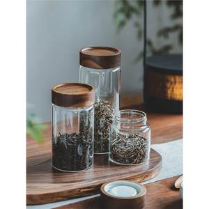 กระปุกชาแก้วฝาไม้ไผ่ กระปุกเก็บรักษาความสดแบบสุญญากาศ สำหรับชา ดอกไม้ น้ำตาล ใช้ในครัวเรือน ความจุน้อยกว่า 300 มล. - Product Image 1