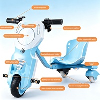 Kart électrique 3 roues pour enfants 36V avec musique, lumières LED colorées, rotation à 360°, puissance 350W, capacité de charge 75KG, pour enfants