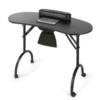 Table de manucure pliable portable avec collecteur de poussière, bureau à ongles professionnel avec repose-poignet pour salon de beauté et studio de manucure