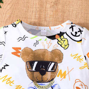 थोक ग्रीष्मकालीन बेबी कपड़ों ने नवजात शिशु के फैशन लेटर को सेट किया छोटे भालू की छोटी आस्तीन + शॉर्ट्स - Product Image 3