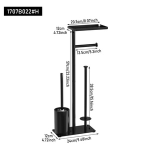 <span class=keywords><strong>Support</strong></span> de <span class=keywords><strong>papier</strong></span> <span class=keywords><strong>toilette</strong></span> multifonctionnel sur pied en acier au carbone avec brosse WC et étagère de rangement pour salle de bain – Vente en gros - Product Image 5