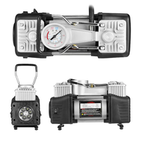 Double Cylinder Heavy Duty Tire Inflator Portable Sliver+black Car Tyre 12V air Compressor for Car Tire Pump