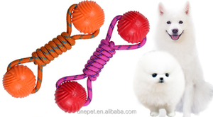 Yeni varış köpek oyuncak naylon halat çift çekme topu TPR Pet diş temizleme elastik Bite eğitim köpek topu oyuncak - Product Image 3