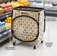 Chariot de courses pliable et roulant pour plateforme de vente en gros - Chariot robuste de 45 L - Approvisionnement en gros