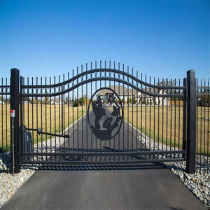 Cổng đôi sắt rèn cổng đường lái xe thiết kế đặc biệt hệ thống cổng hàng rào kim loại cho cổng hàng rào thép an toàn - Product Image 6