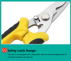 <span class=keywords><strong>Ciseaux</strong></span> d'électricien avec verrou <span class=keywords><strong>de</strong></span> sécurité, <span class=keywords><strong>ciseaux</strong></span> utilitaires multifonctionnels avec poignée antidérapante, lame en acier inoxydable pour couper les fils - Product Image 4
