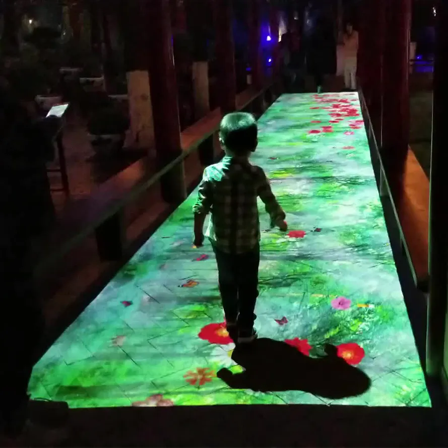 IR camera motion capture interactive floor/ wall projection child games