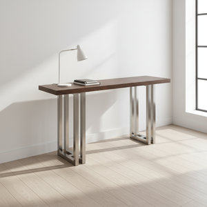 Table <span class=keywords><strong>console</strong></span> en noyer de style moderne du milieu du siècle, base géométrique, 40 pouces, table d'entrée, table d'appoint pour salon, couloir, meubles d'intérieur - Product Image 5