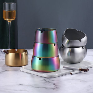 Stainless Steel Ashtray Round Minimalist Design For Bars Restaurants Hotels Large Size With Logo Option - Product Image 2