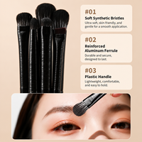 6 Buah Set Kuas Rias Mata Hitam Matte, Kuas Pencampur Eyeshadow Eyeliner, Bulu Lembut, Tidak Mudah Rontok, Alat Kecantikan Mudah Dibersihkan