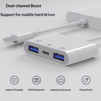 Câble OTG Type C à double port USB, prend en charge la charge rapide, connecte souris/USB/clavier, modèle iPhone, protection contre les courts-circuits