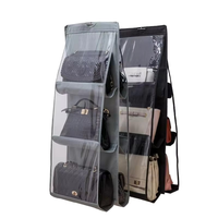 Organisateur de sacs à main suspendu pliable multi-couches à 6 poches, sac de rangement compressible anti-poussière en non-tissé pour salon, armoire et placard