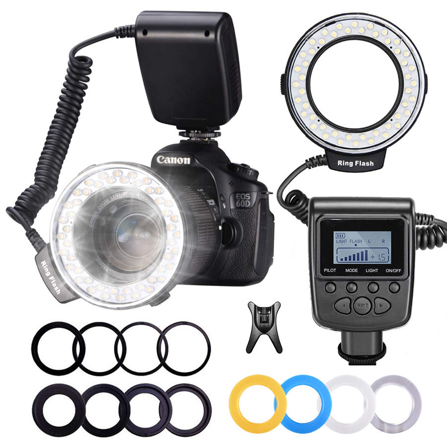 HONGDAK Macro HD-130 LED Ring Video Camera Flash Light for Canon Nikon Pentax Olympus DSLR Camera