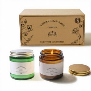 Bougie en verre ambré vert à la cire de soja, parfumée, dans un coffret cadeau, parfum naturel, pour mariage, cadeau pour demoiselle d'honneur, décoration de table pour la Saint-Valentin - Product Image 2