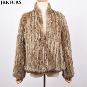 Cappotto in Vera Pelliccia di Coniglio di Alta Qualità per Donna, Giacca Invernale Calda e alla Moda - Product Image 6