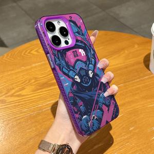 Custodia per <span class=keywords><strong>iPhone</strong></span> con Stampa Estetica Cyberpunk Mecha Warrior, Cover Protettiva Viola Neon per <span class=keywords><strong>iPhone</strong></span> 17/16/15/14/13/12 Pro Max - Product Image 4
